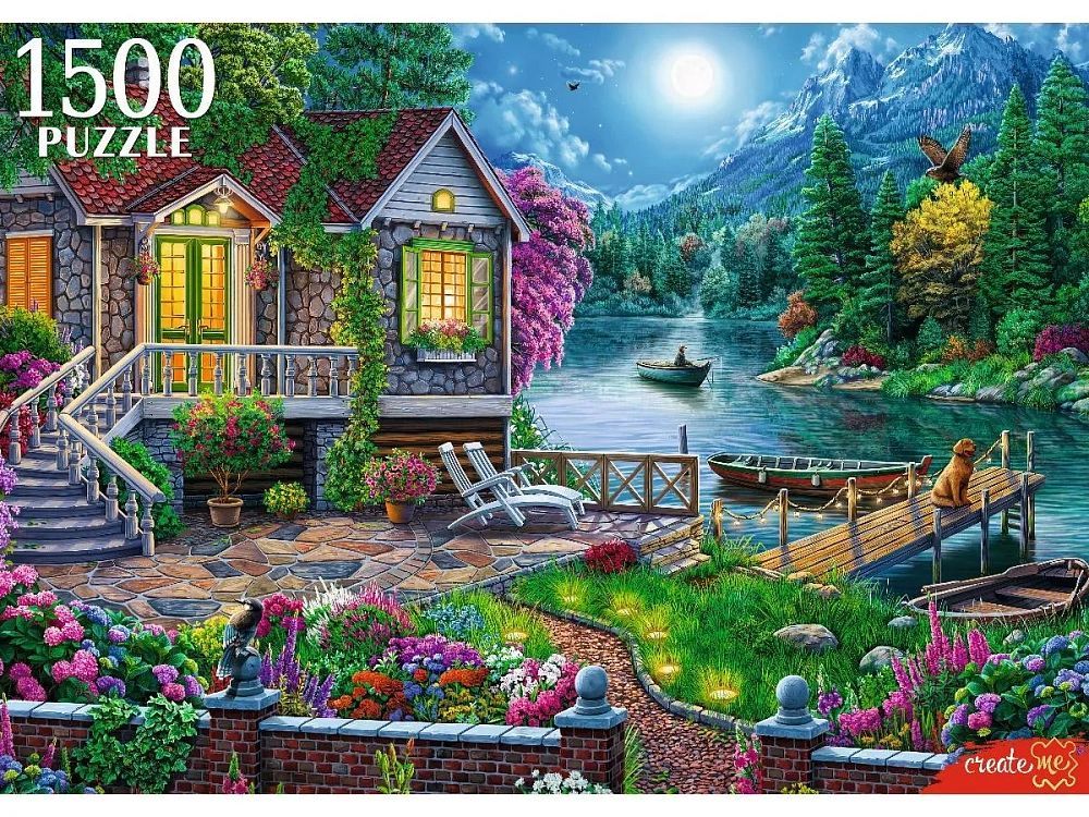 Пазлы 1500 элементов  580*850мм  "Домик у лунного озера"