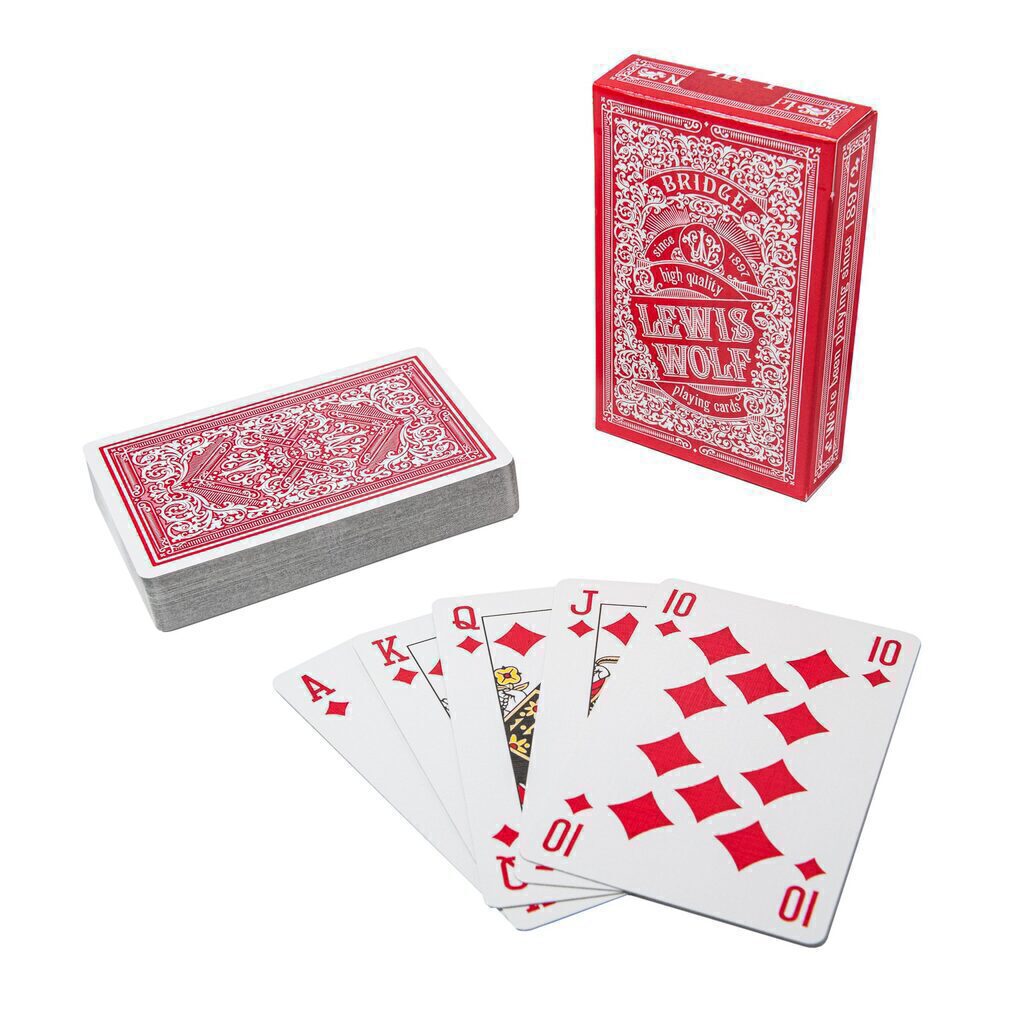 Карты игральные 54шт,  "Lewis & Wolf" red, пластик, bridge size index standard, 57*88 мм