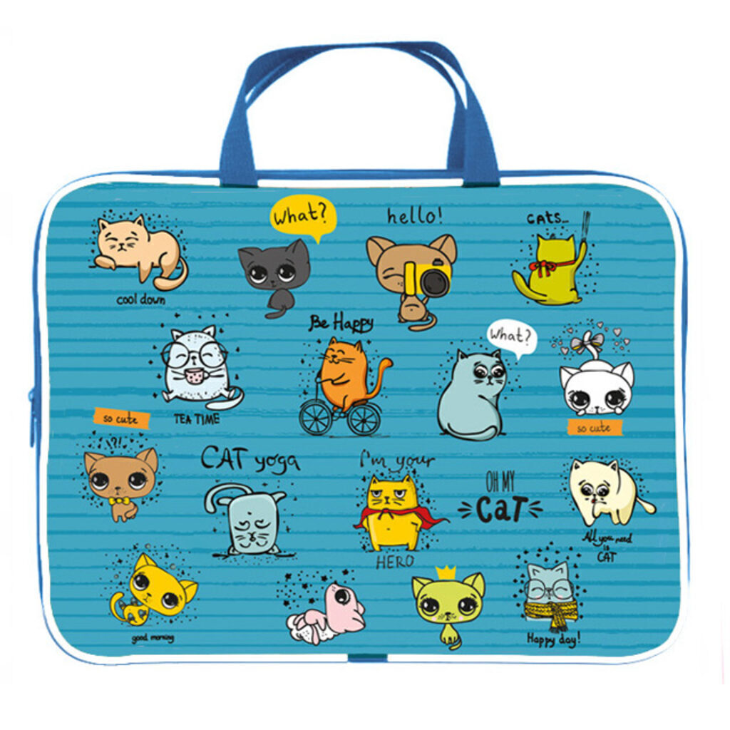 Папка А3 для менеджера широкая, ручка тканевая,  Cats time