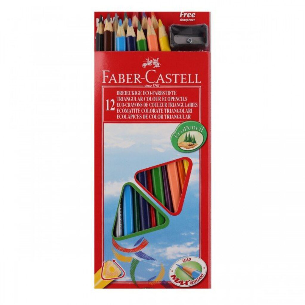 Карандаши цвет. 12цв  Faber-Castell , трехгран., заточен., картон, европодвес, с точилкой