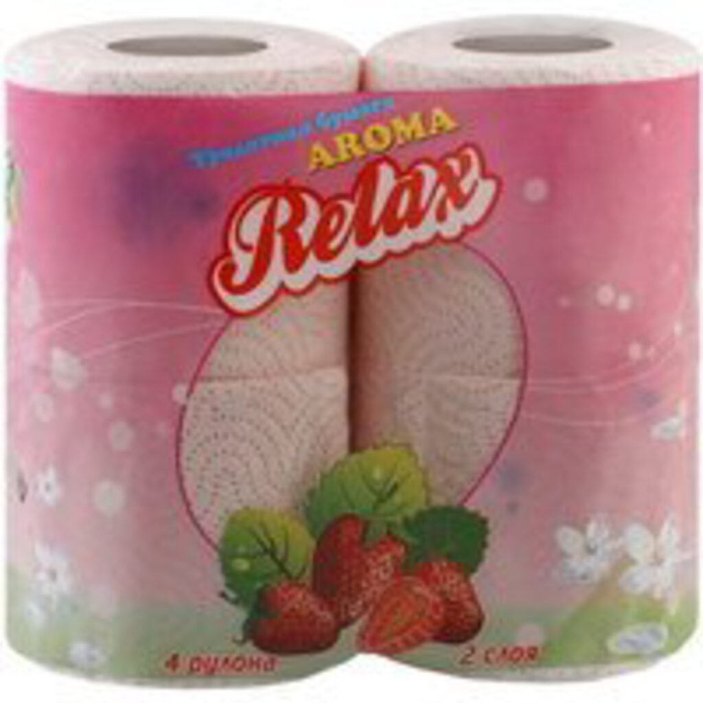 Бум туал. "Relax AROMA" с ароматом Клубники 2 слоя.4 рулона