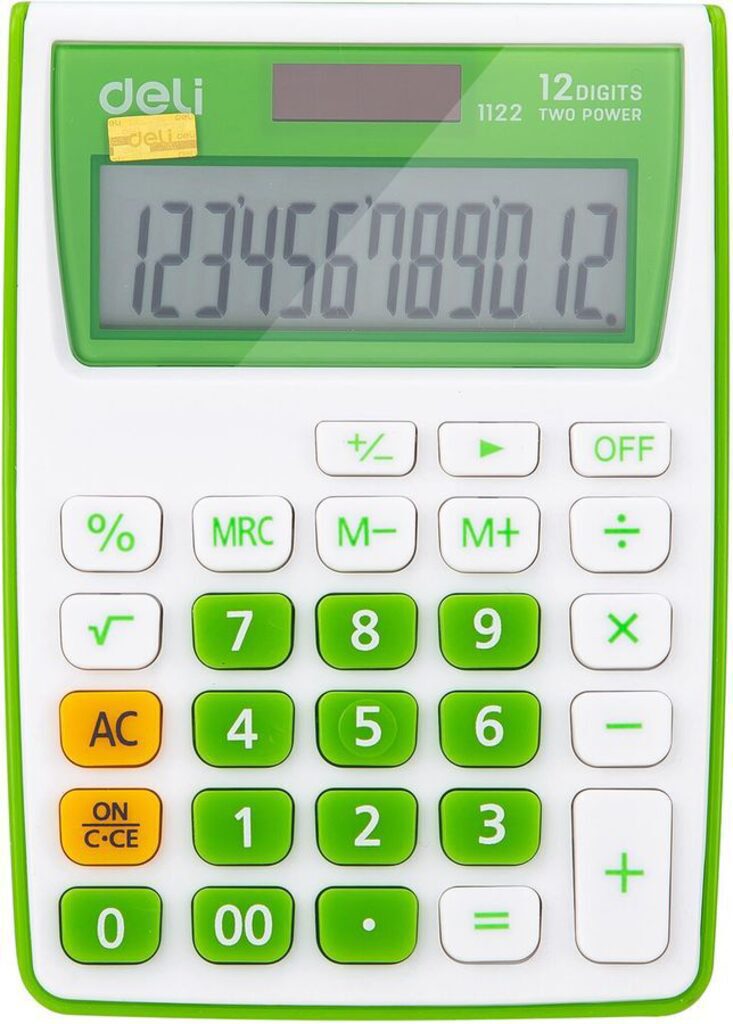 Калькулятор  12 разр. Deli  настольный, зеленый