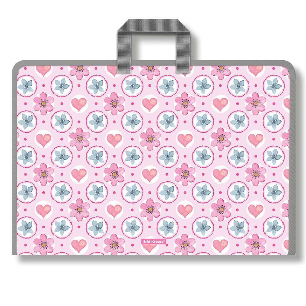 Папка А3 (464*316*30) с ручками, молния, пластик "Pink Flowers"