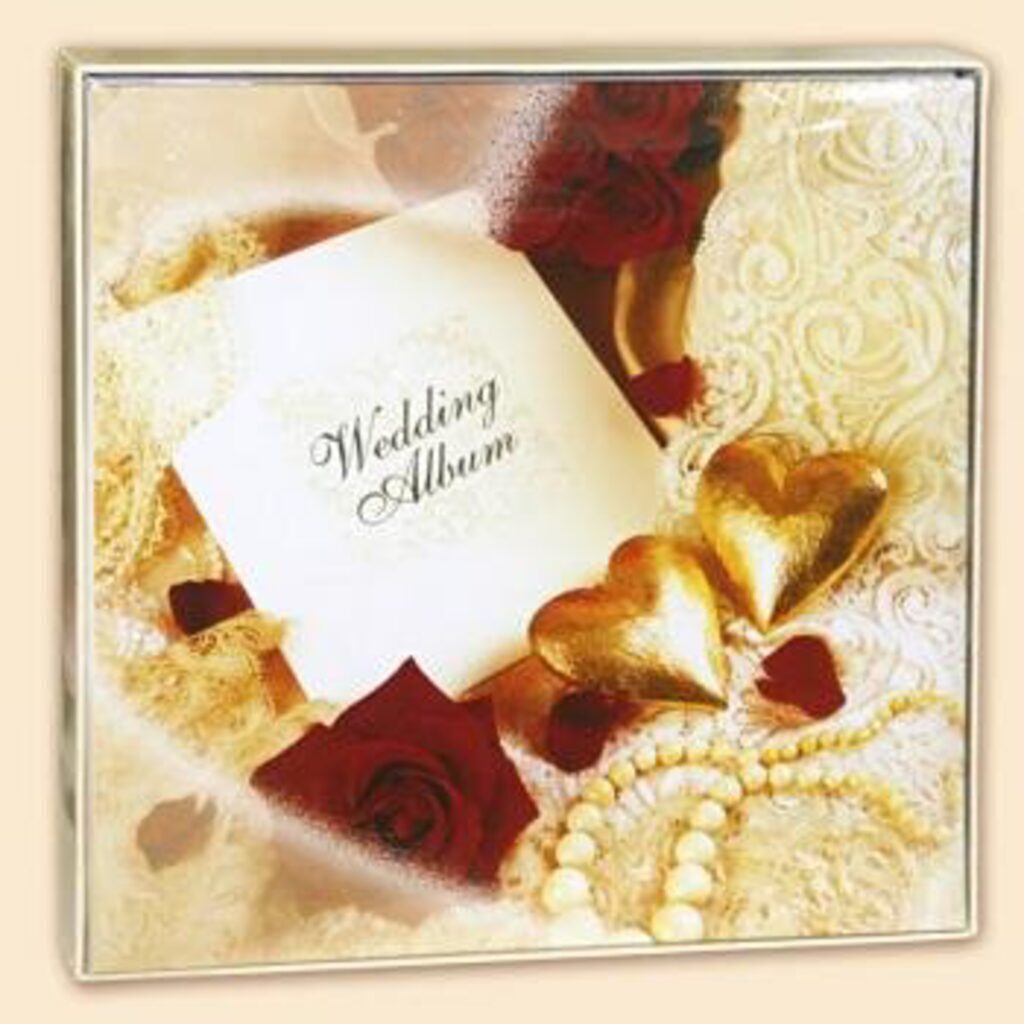 Фотоальбом магнитный 20л  28*31см. Merry wedding, кейс