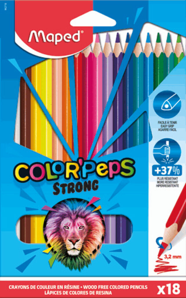Карандаши цвет. 18цв  Maped Color Peps Strong повышен.прочности, пластиковые