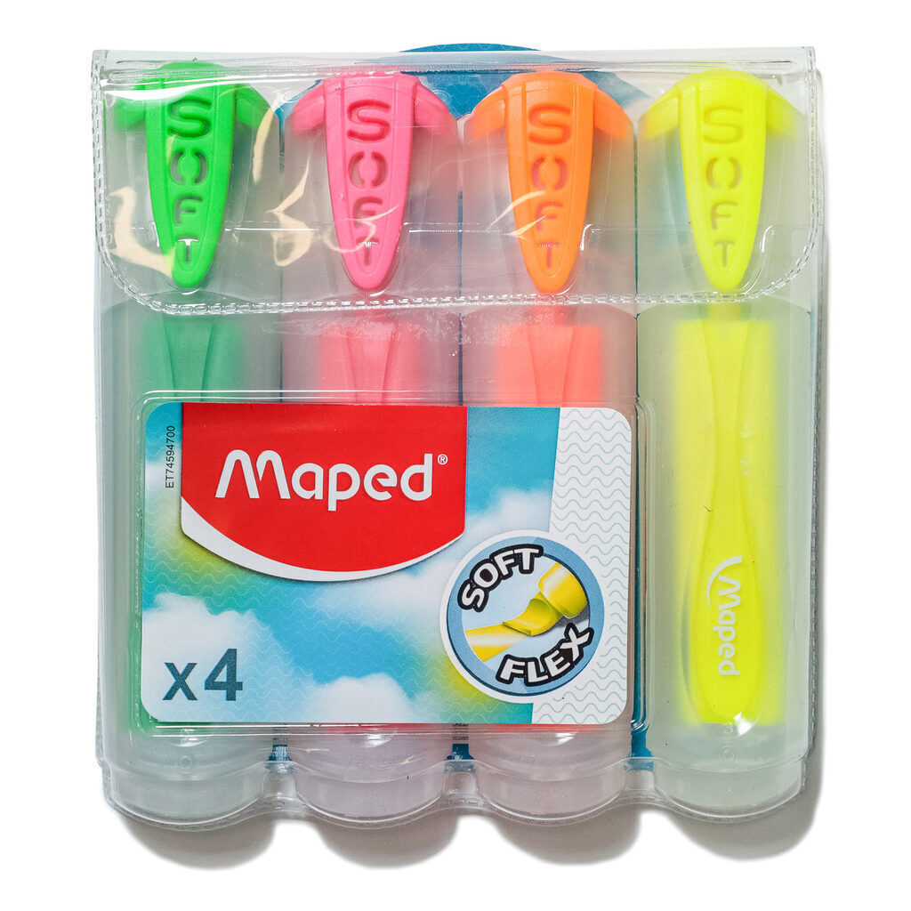 Набор текстовыделителей FLUO PEP'S SOFT TRANSLUCENT 4 цв. гибкий наконечник
