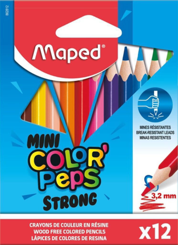 Карандаши цвет. 12цв  Maped Color Peps Strong мини, ударопрочные
