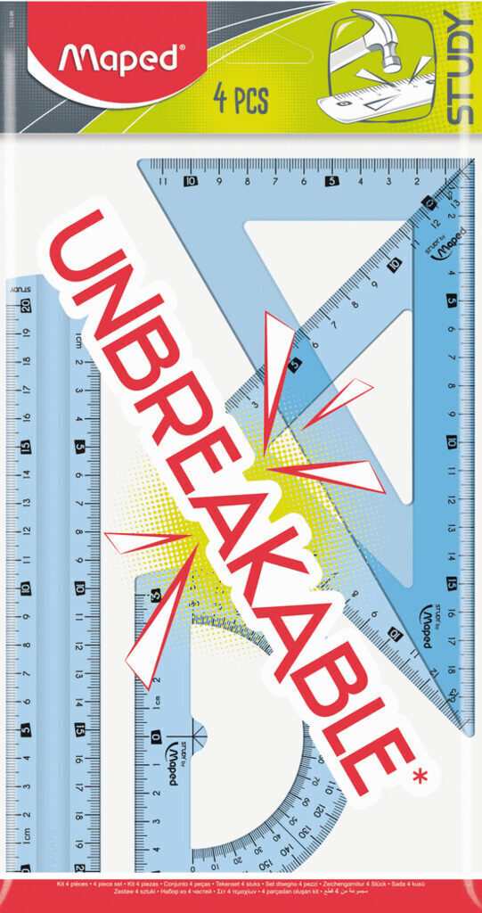 Набор геометрический STUDY UNBREAKABLE 4 предмета