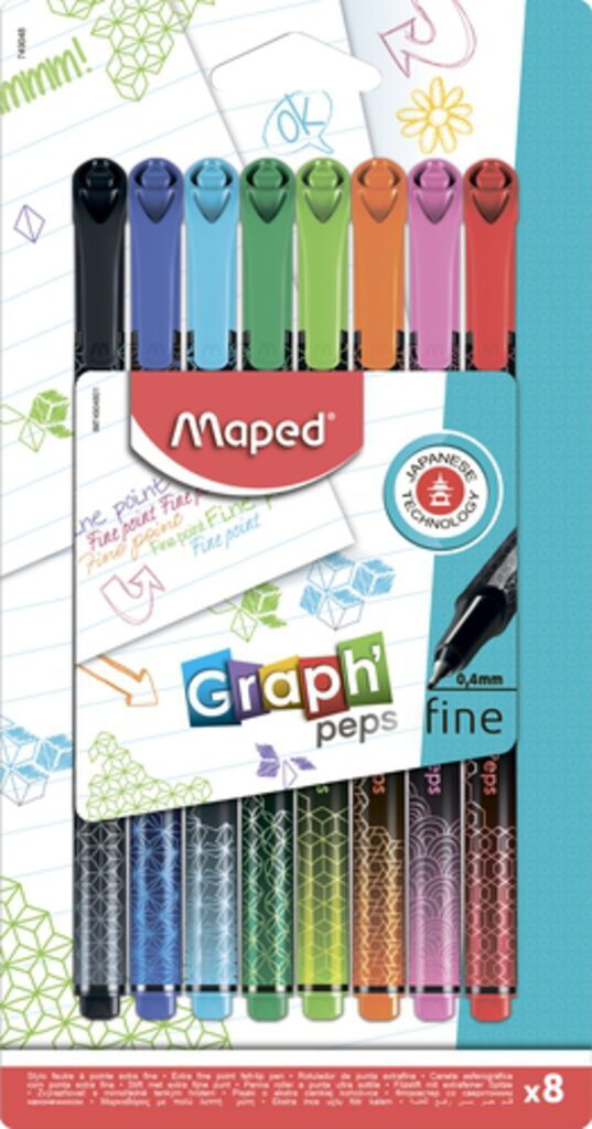 Набор капиллярных ручек "Maped Graph Peps" 0.4мм  8цв.