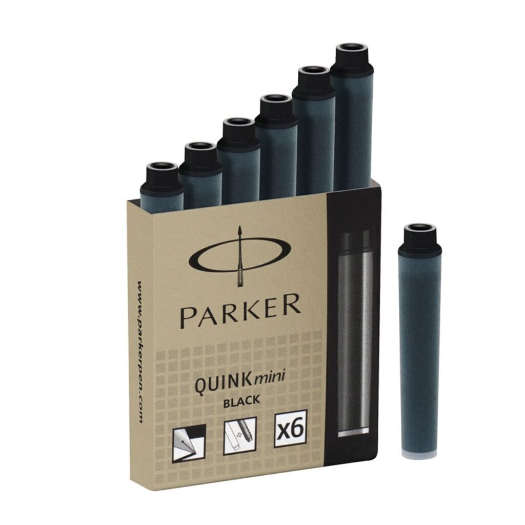 Parker чернила баллончики Quink Ink Z17 MINI, чёрные 6шт.