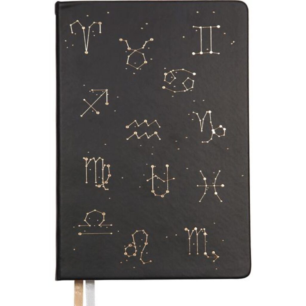 Записная книжка 120*170мм  80л. "Horoscope" черный. иск.кожа,тв. обложка