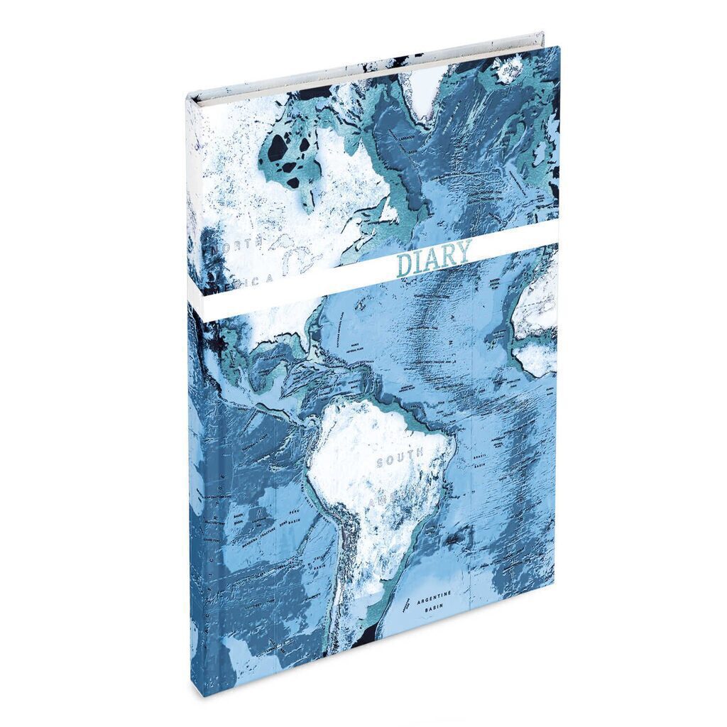 Ежедневник недат А5 "Diary. Синяя карта" 160 стр., тв.переплет, тисн.фольгой, софт-тач