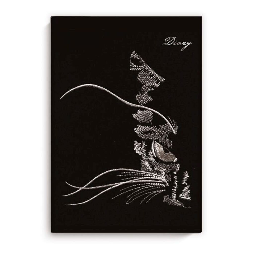 Ежедневник недат А5 "Diary. Кот в вышивке" 160 стр., тв.переплет, тисн.фольгой, софт-тач
