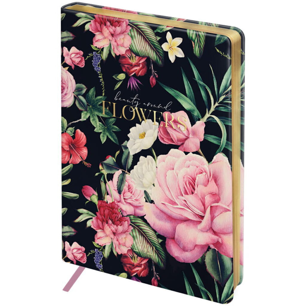 Ежедневник дат. 2021г А5 Romance.Dark flowers 176л., тв.обложка, кожзам, ляссе, 80г/м2