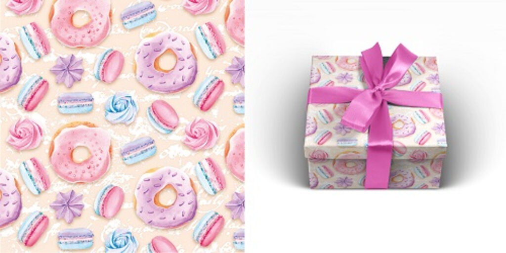 Бумага упаковочная "Макарунсы" 100*70см