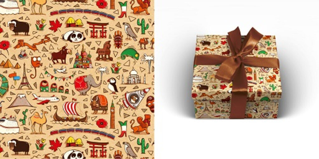 Бумага упаковочная "Вокруг света" 100*70см