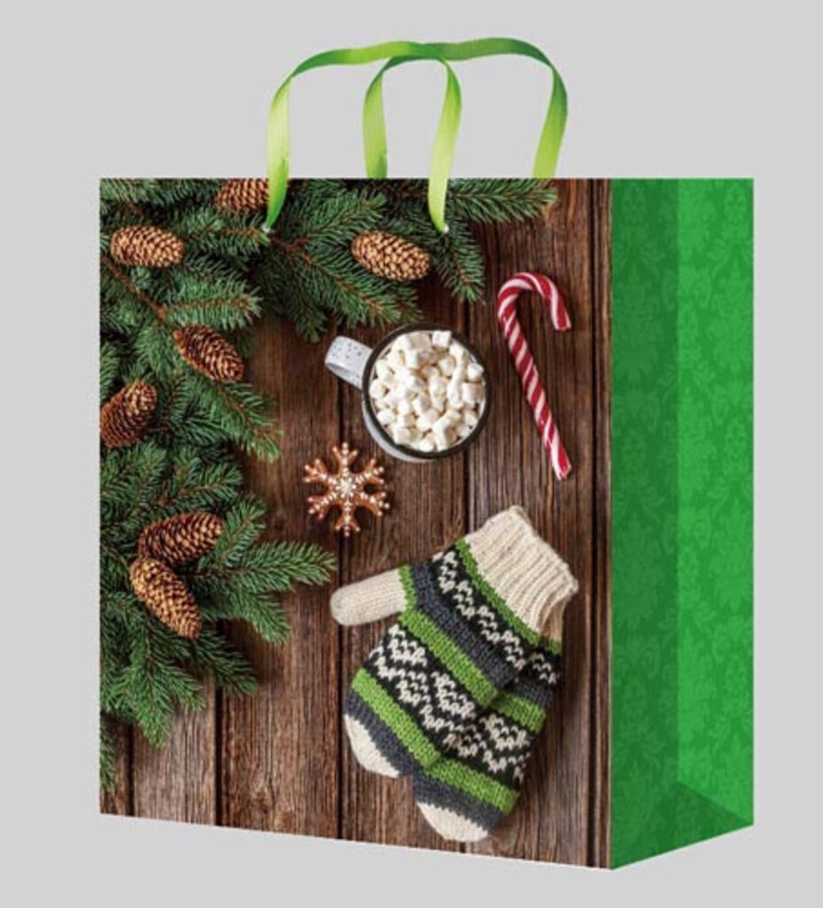 Пакет подар. бум. новогодн. 11*14*6см  Праздничные моменты