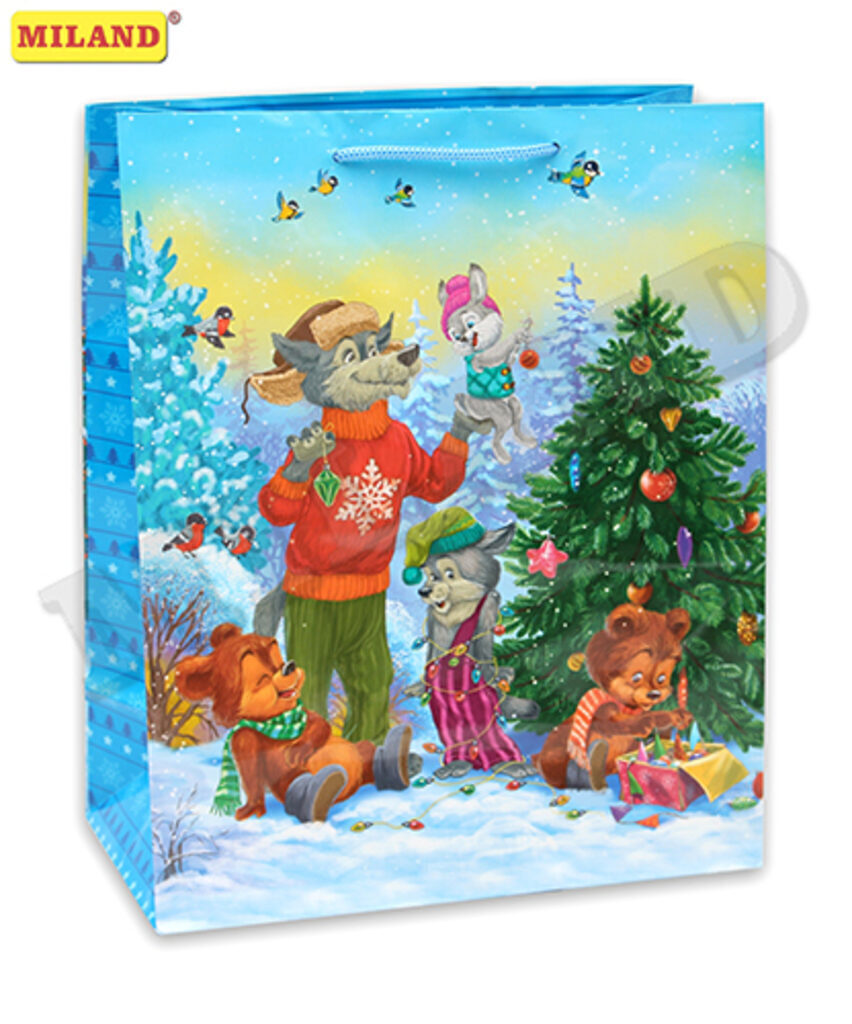 Пакет подар. бум. новогодн. 11*14*6см  130гр/м "Наряд для ёлочки"