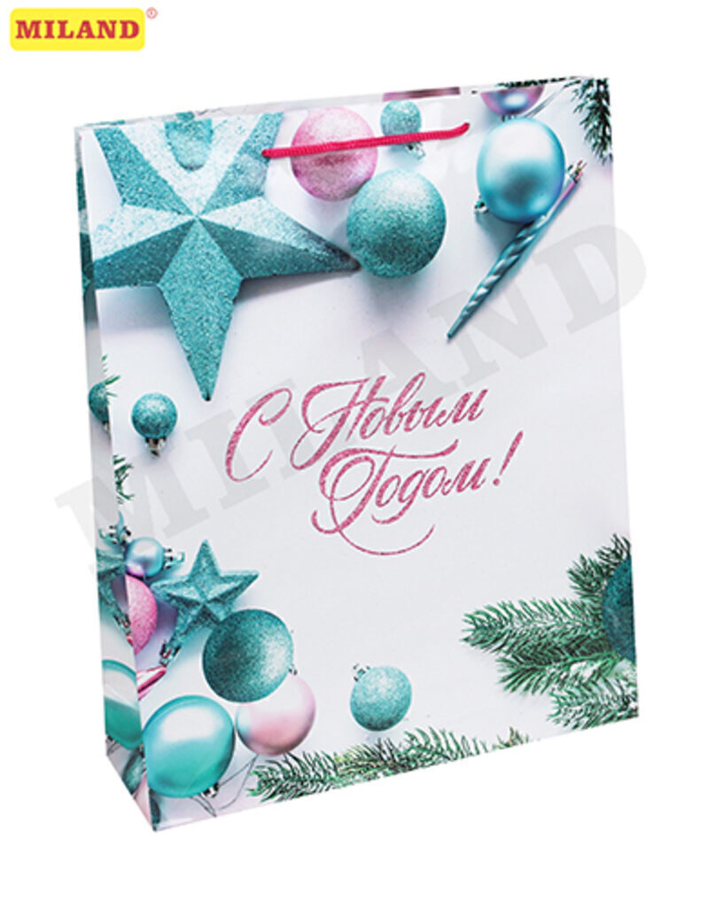 Пакет подар. бум. новогодн. 11*14*6см  Радостного Нового года!