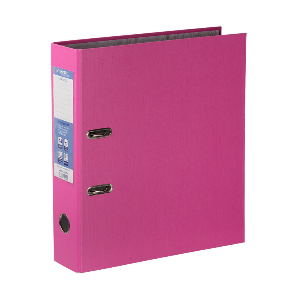 Регистратор А4  75мм PVC, Classic, розовый, карман