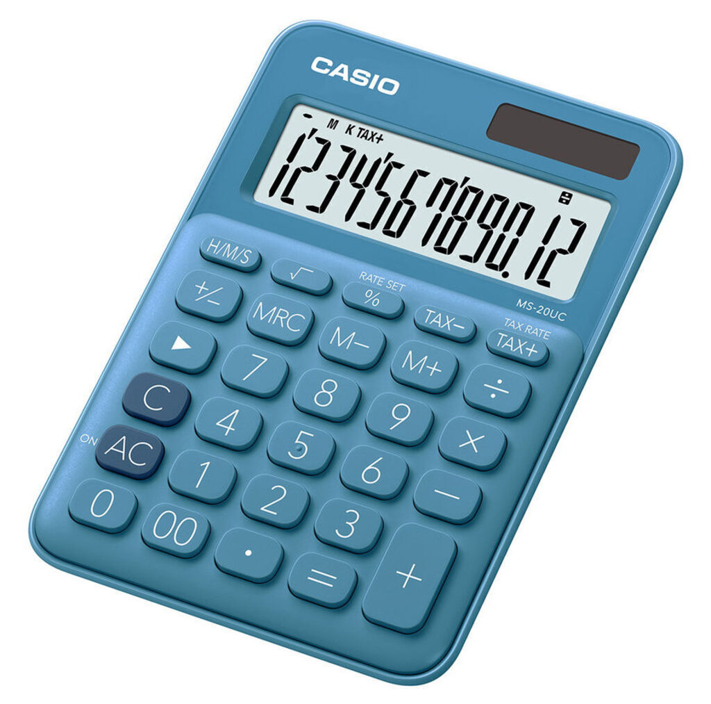 Калькулятор 12 разр.  CASIO MS-20UC-BU-S-EC настольный, синий