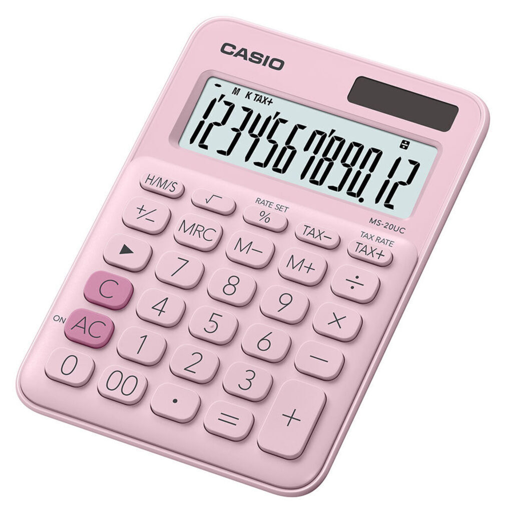 Калькулятор 12 разр.  CASIO MS-20UC-PK-S-UC настольный, розовый