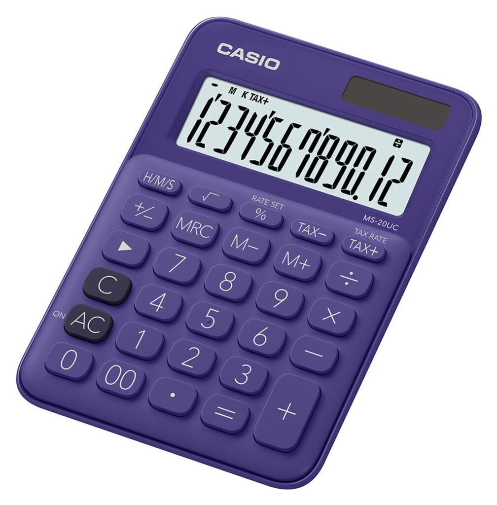 Калькулятор 12 разр.  CASIO MS-20UC-PL-S-EC настольный, фиолетовый