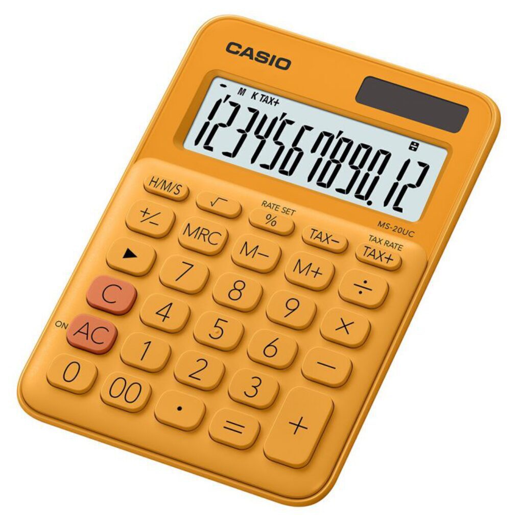 Калькулятор 12 разр. CASIO Casio MS-20UC-RG-S-EC настольный, оранжевый