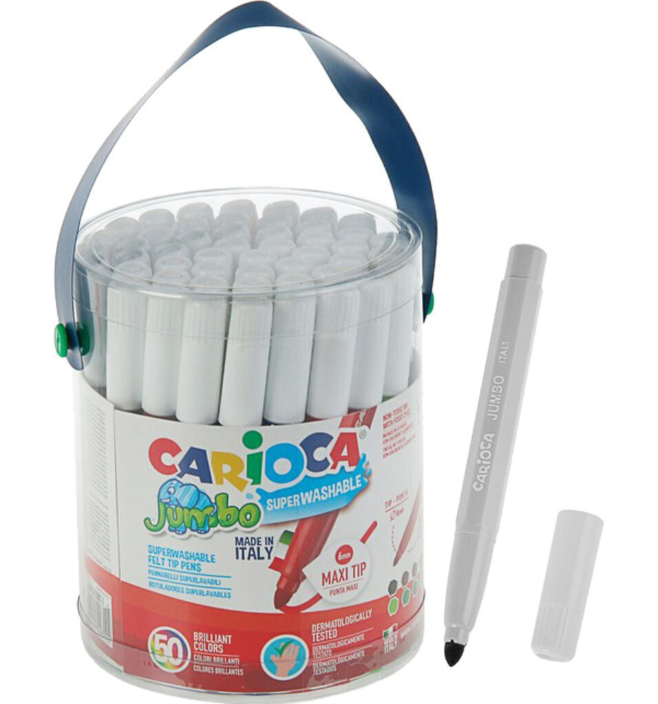 Фломастеры Jumbo 50цв "Carioca ", пласт.ведерко