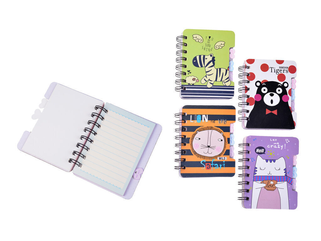 Блокнот ANIMALS 12*9,2см 50л спираль, ассорти 4 диз.