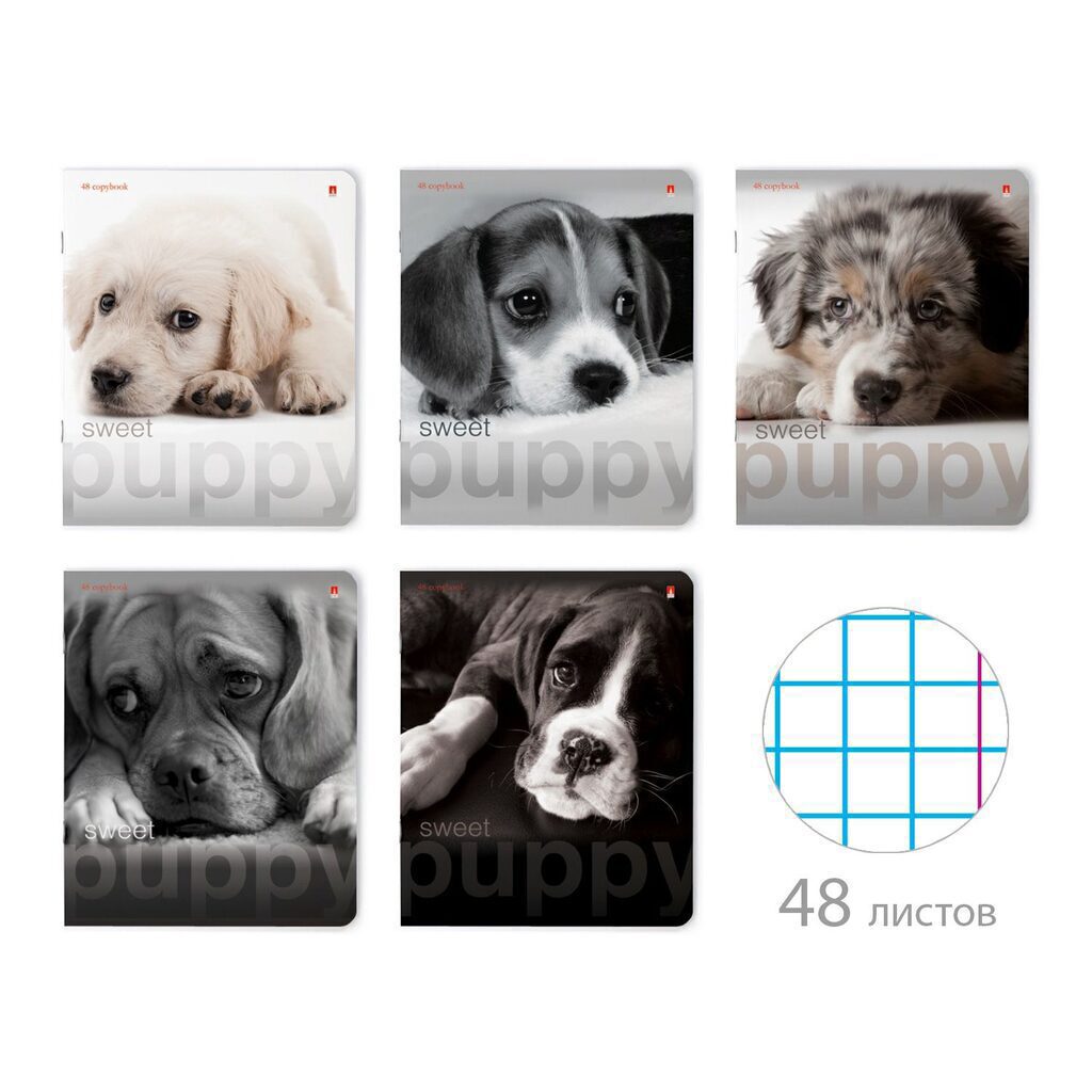 Тетрадь А5 48л кл. Альт "Щенки"