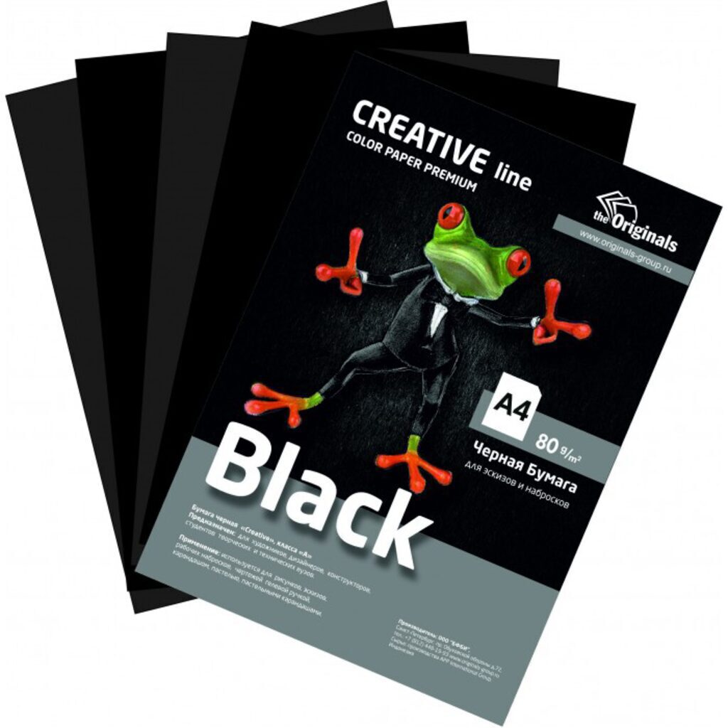 Бумага А4 цветная  40л  CREATIVE line, Black 80гр/м2, черная