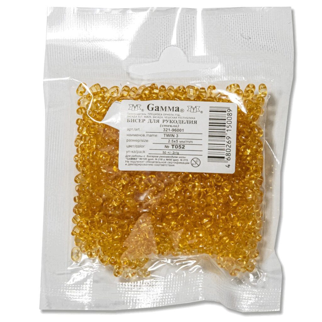 Бисер TWIN "Gamma" 50гр т.желтый 01182 стекло