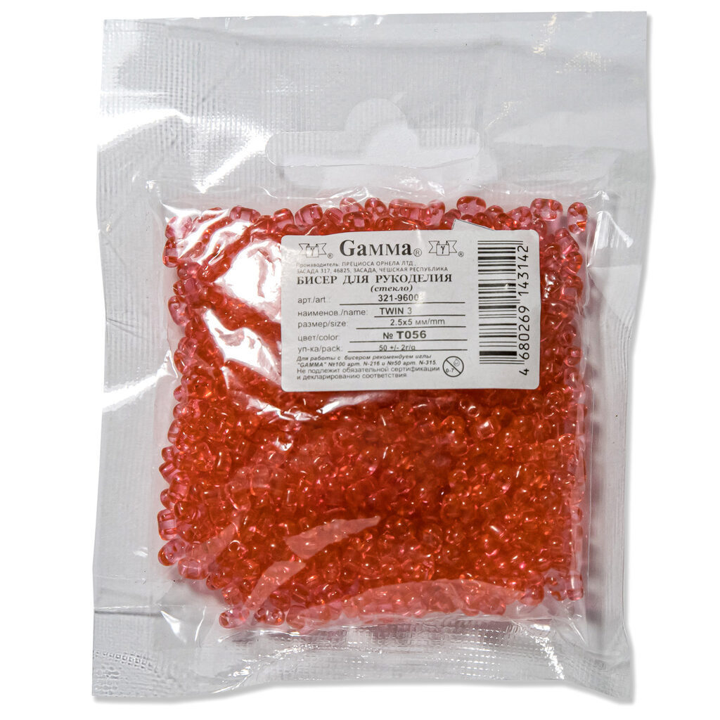 Бисер TWIN "Gamma" 50гр яр.розовый 01191 стекло