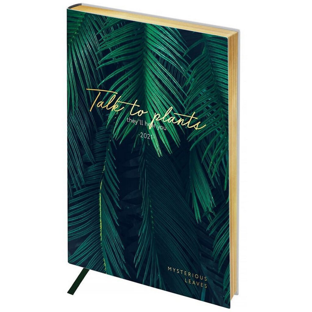 Ежедневник дат. 2021г А5 Vision. Palm leaves 176л., мягк.обложка, кожзам, ляссе, 80г/м2