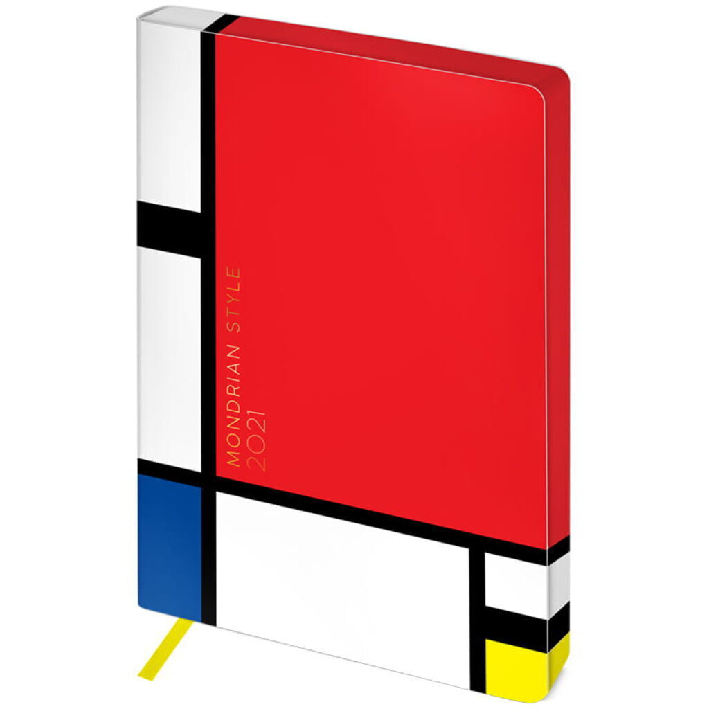Ежедневник дат. 2021г А5 Utility. Mondrian 176л., мягк. обложка, кожзам, цветной срез, ляссе, 80г/м2