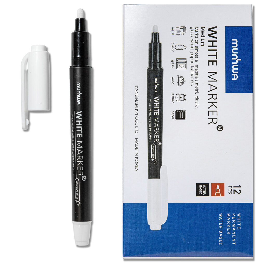 Маркер перманентный 3мм  БЕЛЫЙ, пулевидный