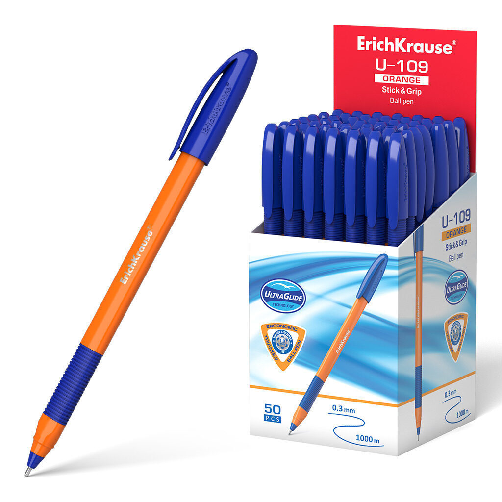Ручка шар. ЕК ULTRA GLIDE U-109 синяя, оранж. корп. 1мм