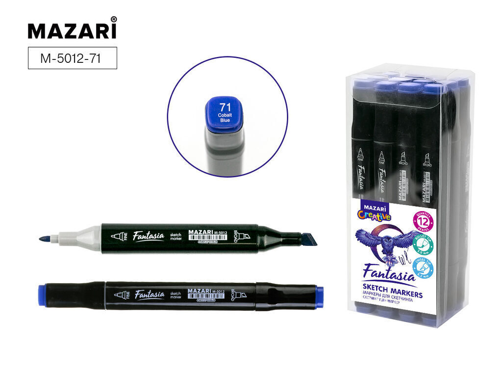 Маркер для скетчинга FANTASIA. Cobalt blue, двусторон., 3,0-6,2мм