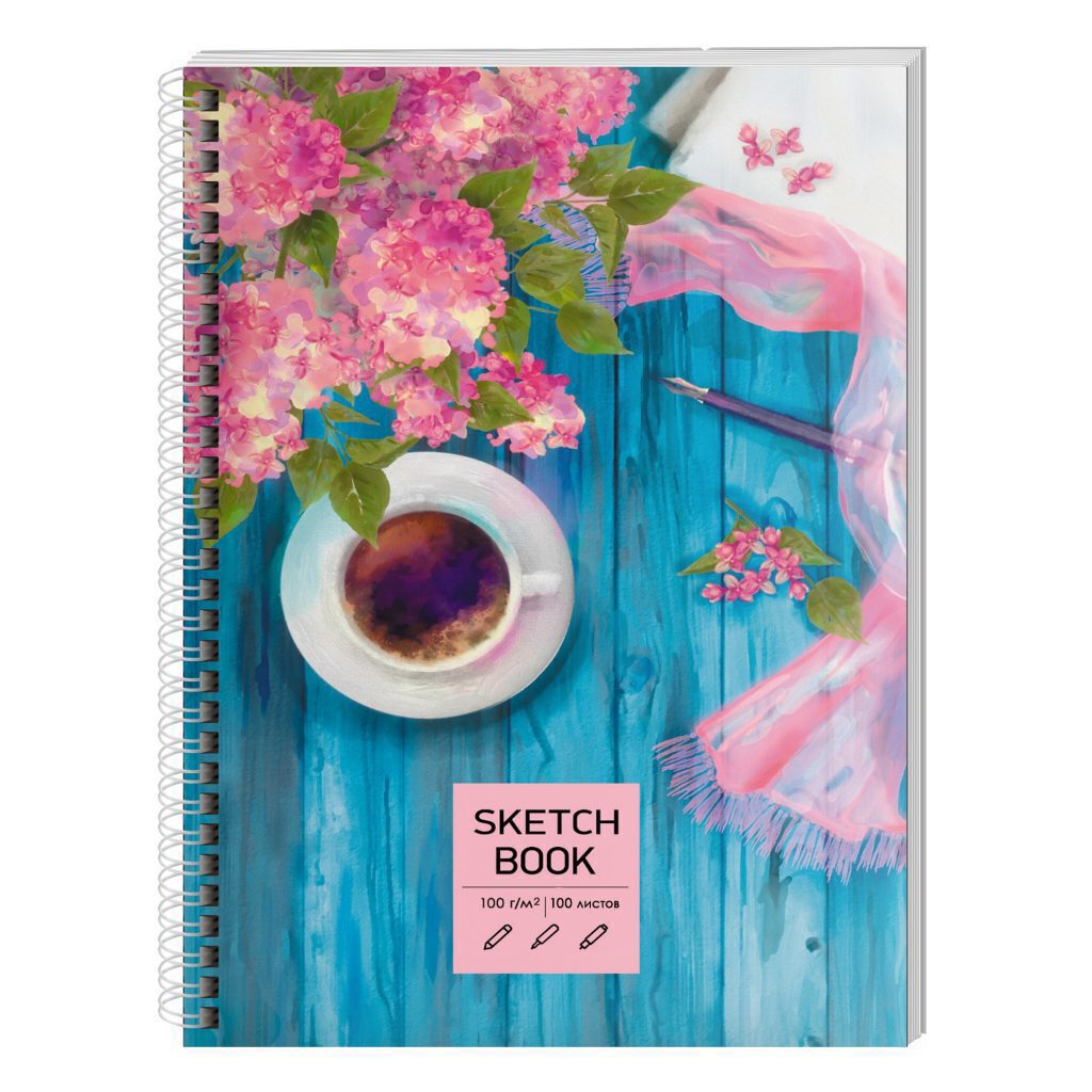 Скетчбук А5 100л., гребень, 100гр/м2 "SKETСHBOOK. Весеннее утро" тв.подложка