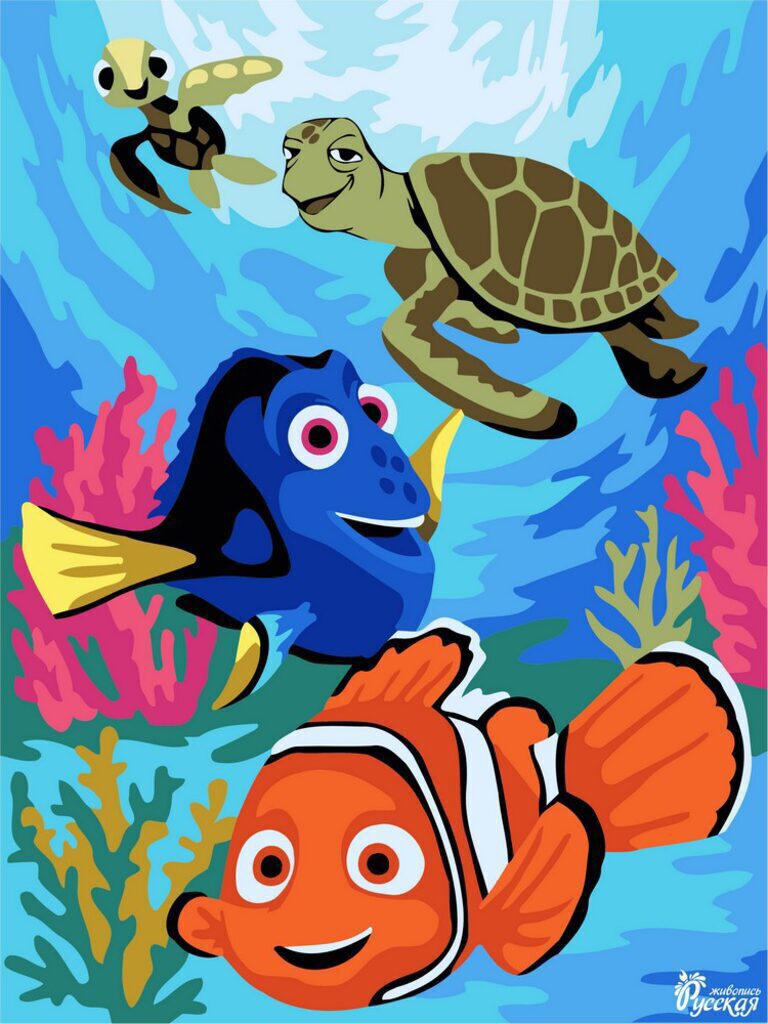 Живопись по номерам с акрилом 30*40см  "Немо с друзьями" Disney