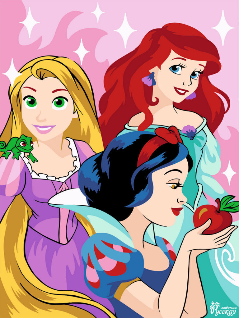 Живопись по номерам с акрилом 30*40см  "Красавицы" Disney