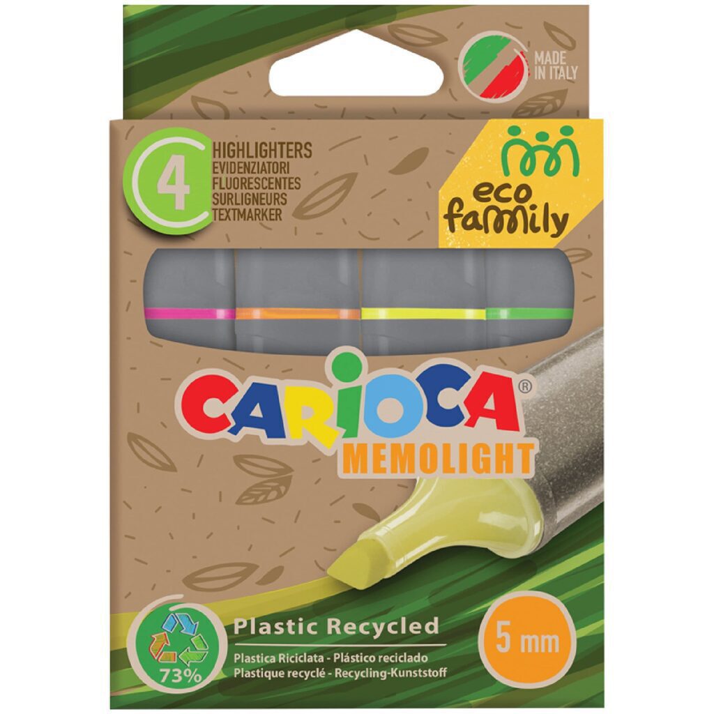 Набор текстовыделителей "Carioca EcoFamily" 4 цв., 5мм