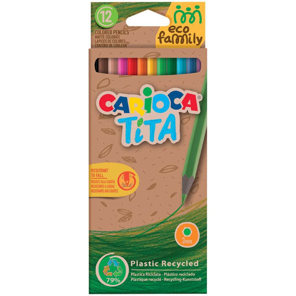 Карандаши цвет. 12цв  Carioca Tita. EcoFamily  пластиковые