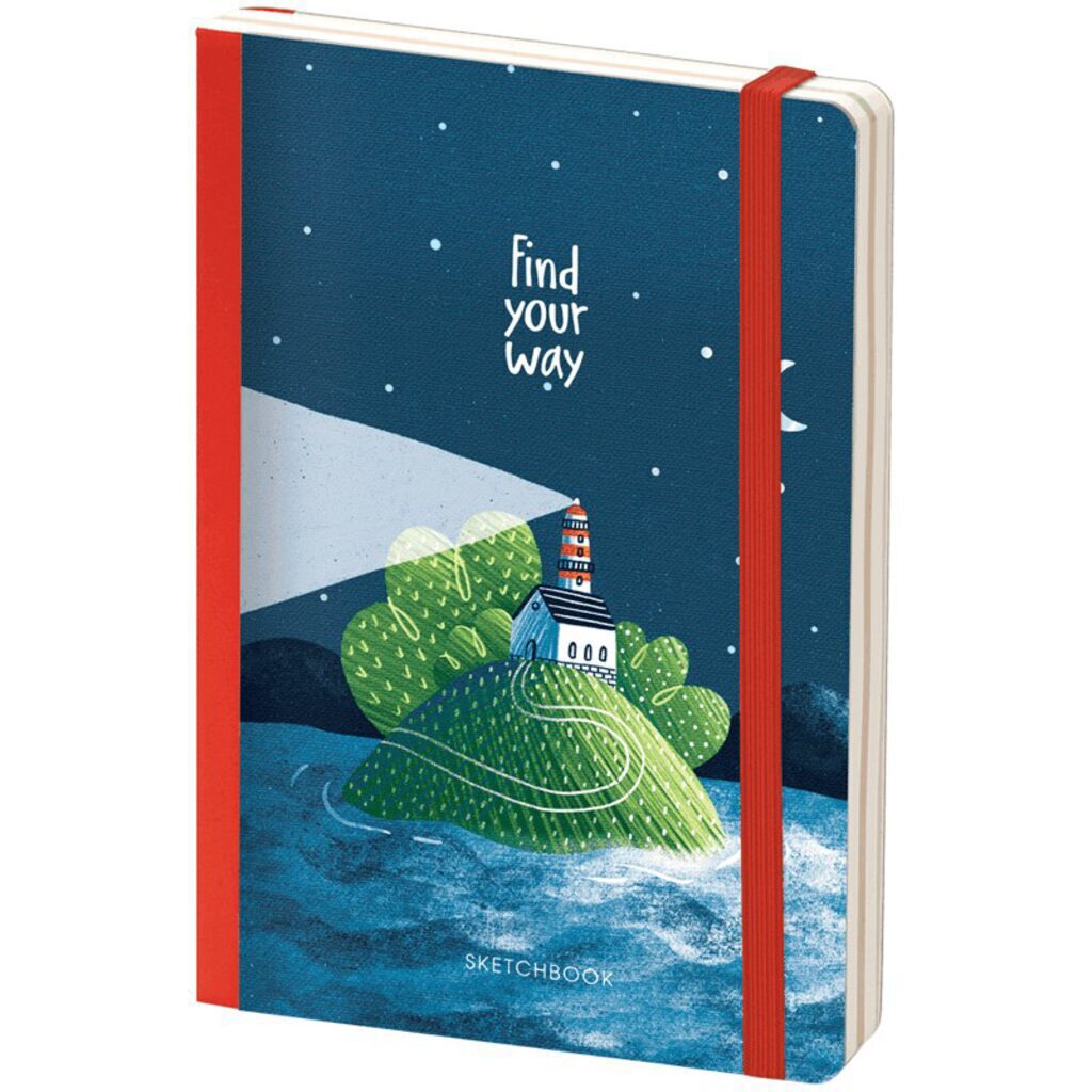 Скетчбук В6  80л., сшивка, 100гр/м2 "Find your way" тв. обложка с карманом, тон. блок+крафт листы