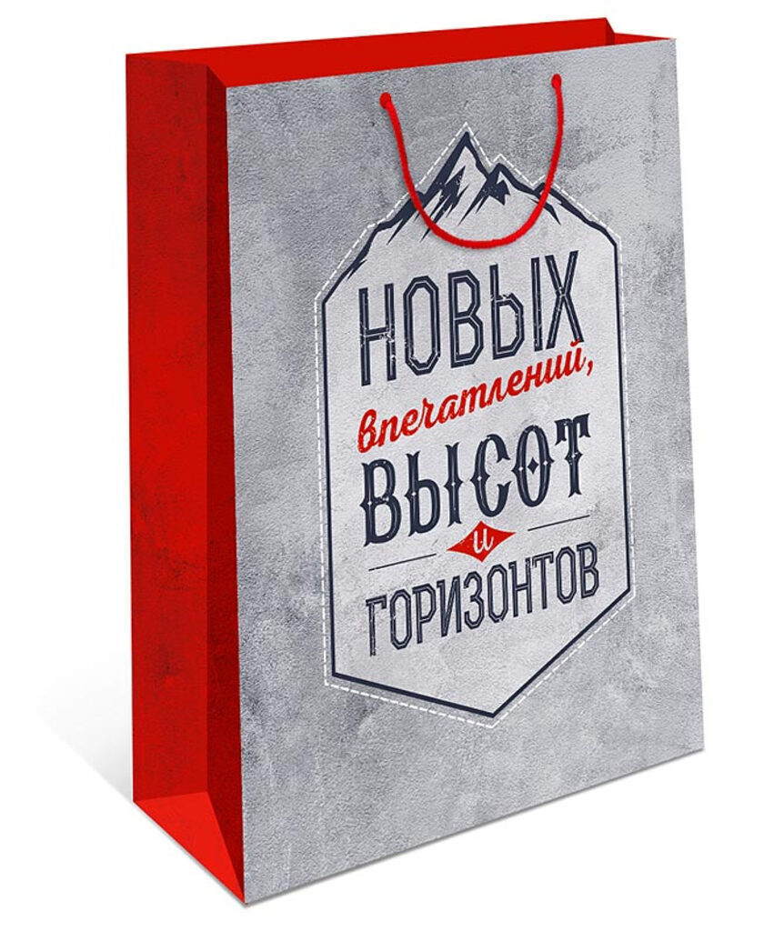 Пакет подар. бумажн. 18*23*10 см, 130гр/м Новых высот