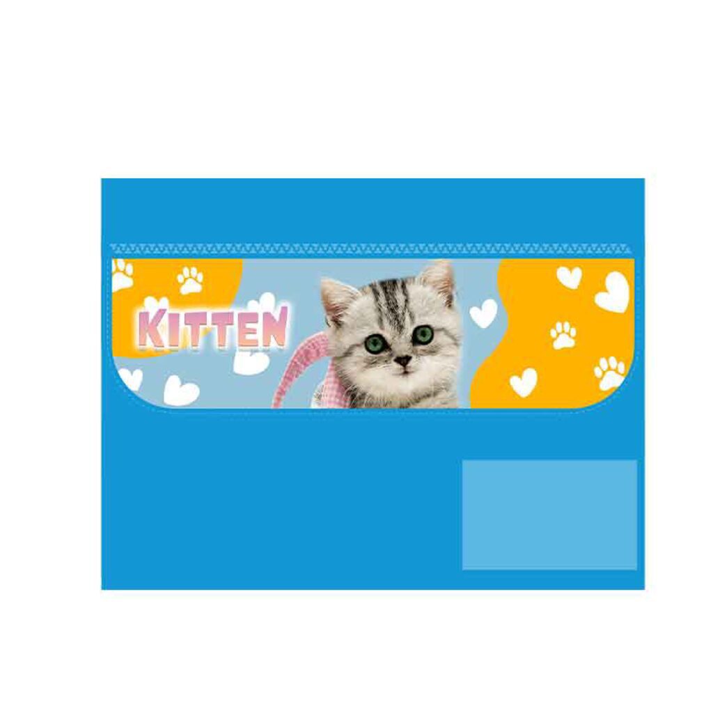 Папка д/труда А4 (325*240) 1отд. с ручками, ткань, липучка "Kitten"