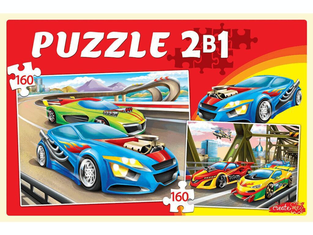 Пазлы    2в1  "Быстрые гонки" Create me 160+160 дет.