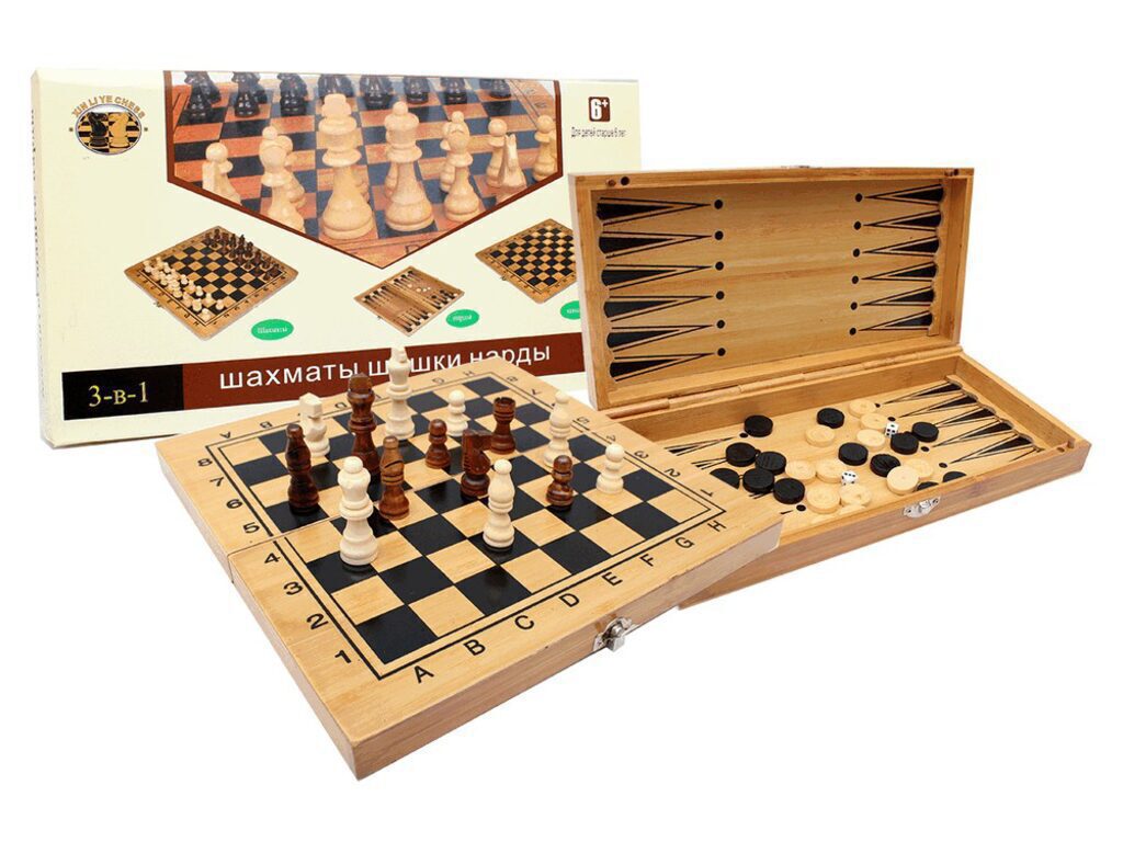 Игра 3в1 "Шашки + нарды+ шахматы"