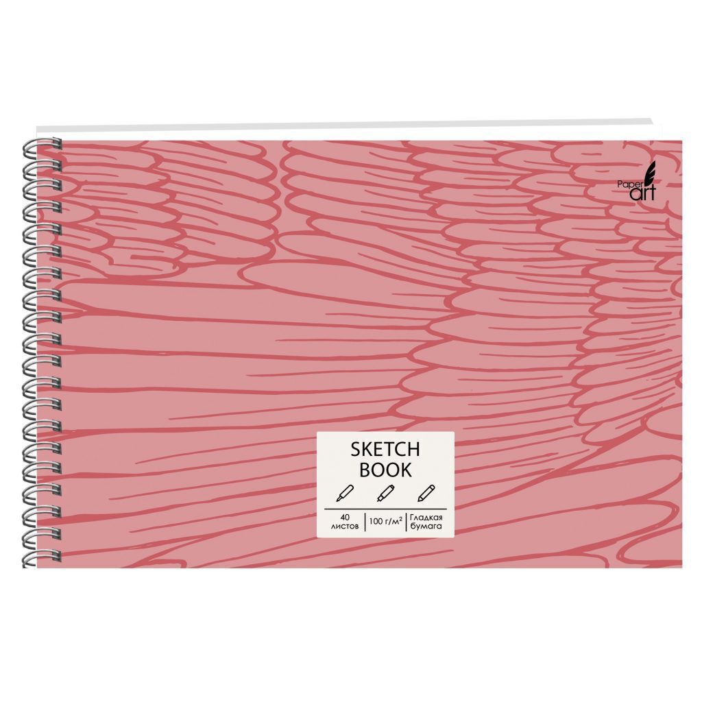 Скетчбук А5  40л., гребень, 100гр/м2 "SKETCHBOOK. Розовый фламинго"